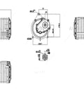Technical drawing of Mid Drive Electric Motor 3000W V3 QS138 70H with internal reduction gears for motorcycle moped dirt bike.