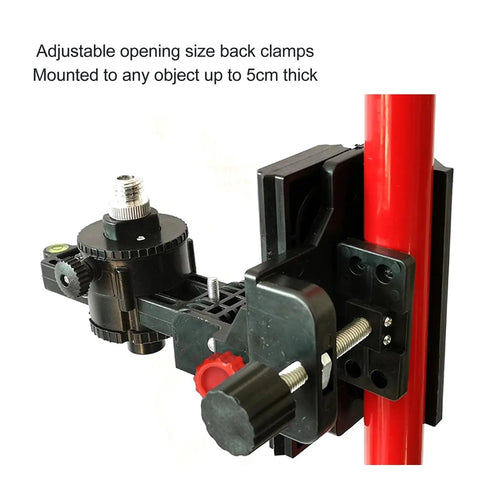 360 Degree Adjustable ABS Rotatable Fine-Tuning Base with Clip attached to red pole, rock-solid metal plate visible