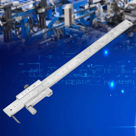 Digital Caliper With Marking Gauge And Scriber for Metalwork 0 To 6 Inch 0 To 150 mm Stainless Steel on blue industrial background