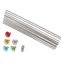 Stainless Steel M4 Threaded Rods And Nuts Kit With 5 Knobs 10 Rods And 10 Hex Nuts For DIY Fairy Garden Stakes Craft Projects And Easy No Fuss Industrial Repairs, rods with colorful knobs
