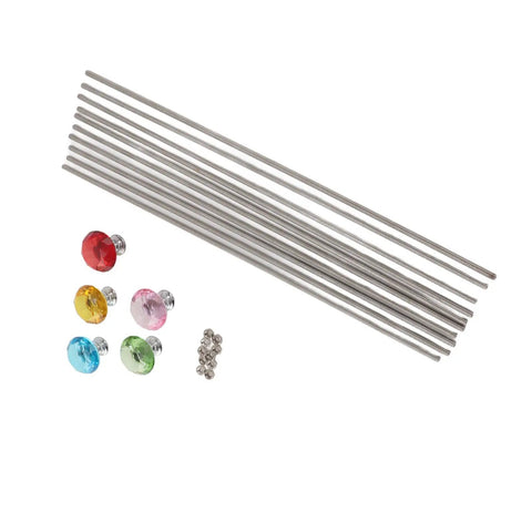 Stainless Steel M4 Threaded Rods And Nuts Kit With 5 Knobs 10 Rods And 10 Hex Nuts For DIY Fairy Garden Stakes Craft Projects And Easy No Fuss Industrial Repairs, rods with colorful knobs