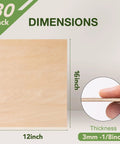 Basswood Plywood Sheets for Laser Cutting and Craft Projects 12x16x1/8 Inch 3mm Thin Plywood Board Unfinished Wood 30 Pack