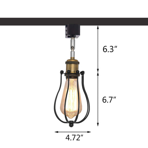 Vintage Wire Cage Semi Track Lighting Heads Black Industrial Rail Light Fixture 3-Pack Dimmable LED Compatible, Adjustable