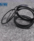 Front view of black rubber water jet T-seal ring set A-00251-18 for piston assembly