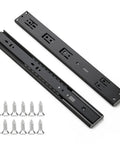 14 Inch Soft Close Drawer Slides, Full Extension, Black, 10 Pairs, Ball Bearing, Side Mount Glides with Screws, Heavy Duty