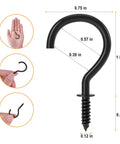 1 Inch Screw In Cup Hooks Set Black Metal 100 Pieces Heavy Duty Steel With Rust Resistant Finish Smooth Edges Easy Install Diagram