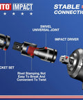 Universal Joint Socket Set For Any Angle With Half Inch Drive Swivel Adapters CR V Steel Construction For Wrench And Ratchet Use