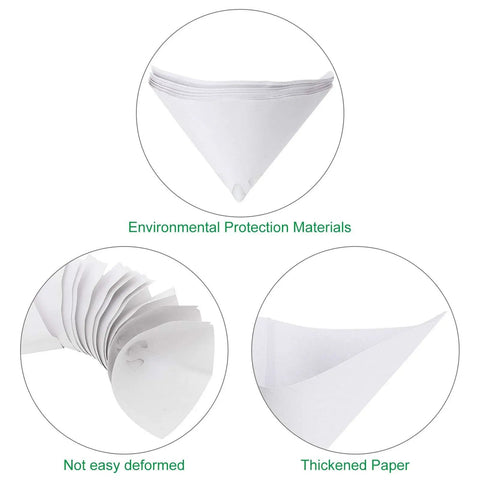 200 Pack 150 Micron Paint Strainers Cone Funnel With Fine Nylon Mesh Tip Keeps Paint Clean And Clog Free For Spray Guns Automotive Arts Crafts And Hobby Painting showing environmental protection materials, not easy deformed, and thickened paper.