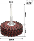 7 Pack Mounted Flap Wheel Set For Sanding And Polishing Wood And Metal Grit 80 To 400, measuring 80mm diameter, 6mm shaft