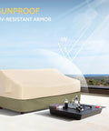 Waterproof Outdoor 3-Seater Sofa Cover Heavy Duty Protects Your Patio Furniture Up To 79W X 38D X 35H Inches With Durable Fabric All Weather Shield Easy Fit And Adjustable Straps For A Snug No Fuss Look shielding sofa from sun on patio