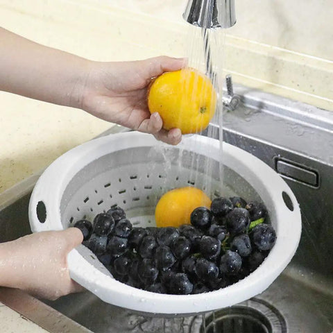 Foldable 5 Quart Collapsible Colander And Strainer Must Have Heavy Duty Kitchen Drainer Basket for washing fruits under faucet
