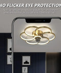 Dimmable Speed Adjustable Ceiling Fan With Light And Remote Control Acrylic Modern Smart Fan Light 60W Luxury Gold Finish