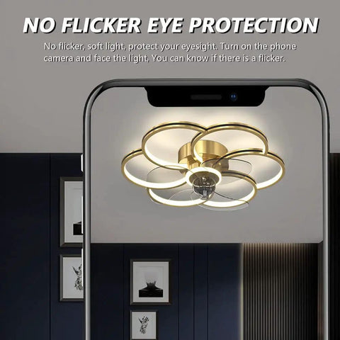 Dimmable Speed Adjustable Ceiling Fan With Light And Remote Control Acrylic Modern Smart Fan Light 60W Luxury Gold Finish