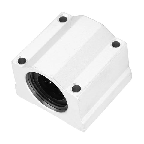 Heavy Duty Linear Motion Ball Bearing Slide Block SC20UU 20mm Aluminum Alloy Bushing angle view showing smooth interior.