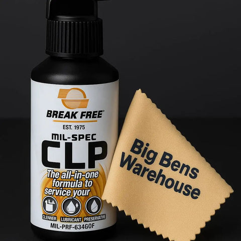 CLP Gun Cleaner Lubricant And Preservative All In One With Cloth, 4 Fluid Ounces Squeeze Bottle, Synthetic Oil For Metal Surfaces, Deep Penetration To Break Loose Contaminants, Long Lasting Lubricating Film Reduces Wear And Corrosion. bottle and cloth