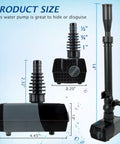 Dimensions of Submersible Water Pump With Fountain Jets For Ponds Fountains Aquariums And Aquaponics Easy Setup Adjustable