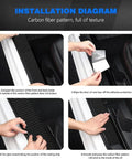 Hella Durable 9 Piece Door Sill Protectors For Tesla Cybertruck 2024 Plus featuring carbon fiber finish installation steps.