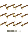 12-pack of 5.51 inch brass walnut cabinet pulls with screws, two-hole drawer handles for kitchen wardrobe cabinets, rust-resistant brass finish