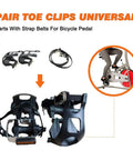 Heavy Duty Bike Pedals With Toe Clip And Strap For Indoor And Outdoor Cycling, black toe clips and straps with bike