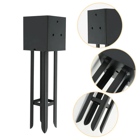Pair Of 4x4 Concrete Post Anchors For Wet Foundations, Actual 3.6x3.6 Inch, Beefy Heavy-Duty Powder-Coated Steel Post Base Holders For Fence, Deck, Railing, And Pergola Wood Posts