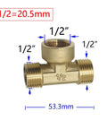 Brass Half Inch Garden Hose Tee Connector 3 Way Water Splitter Adapter T Shape Pipe Fitting Pro Grade For Hoses Faucets And Sprinklers Durable Yard Hydration Gear 10 Pack Yellow Silver Finish, 1/2-inch brass tee with size markings