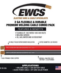 2 Gauge Premium Extra Flexible Welding Cable 600 Volt Combo Pack Black and Red, 20 Feet Total, Sunlight and Water Resistant, 30 Gauge Copper