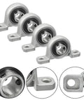 Heavy Duty Ball Bearing Pillow Block Support High Load Capacity 8 10 12 16 17mm Sizes For Machinery Or DIY Builds Four Pack, cast iron