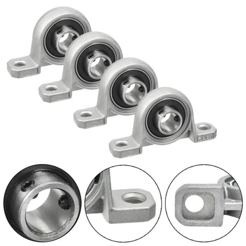 Heavy Duty Ball Bearing Pillow Block Support High Load Capacity 8 10 12 16 17mm Sizes For Machinery Or DIY Builds Four Pack, cast iron