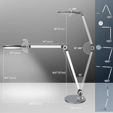 Premium Desk Lamp With Wireless Charger, Adjustable Swing Arm, Touch Control, 3 Lighting Modes, And 5 Brightness Levels, Eye Caring LED Office Lamp For Home And Workspace, Modern Architect Style