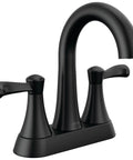 Esato 1.2 GPM Two Handle Centerset Bathroom Faucet With Push Pop Up Drain Assembly Matte Black Finish Easy DIY Install High Quality Tested And Certified