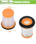 12 Pack WV201 Filter Replacement For Wandvac ION W1 S87 Cordless Handheld Vacuum shown with dimensions 1.92in x 2.5in