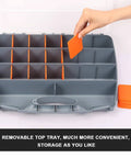 Handy Heavy Duty Hardware Storage Box With Easy Carry Handle And Clear Lid, 21 Adjustable Compartments And 2 Fixed Sections