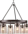 6 Light Chandelier In Rubbed Bronze With Frosted Amber Artisan Glass Pendants For A Rustic Industrial Vibe, ideal lighting