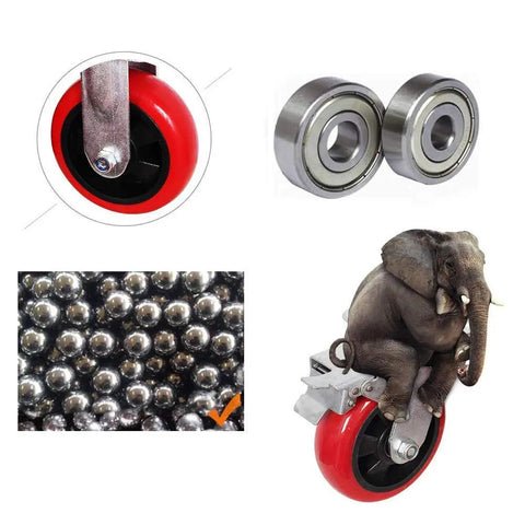 Red Polyurethane Swivel Caster Wheels 3 Inch Heavy Duty Ball Bearing Casters Rolling Smooth Like Butter With Anti Wear Tread quiet design and bearings