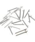 Dope Quick Release Watch Strap Spring Bars Kit For 16mm 18mm 20mm 22mm 24mm Lug Widths Stainless Steel Pins DIY Repair Tools 50 Piece Set Includes 1.5mm And 1.8mm Pins To Keep Your Timepiece Ready To Go, showing stainless steel pins scattered.