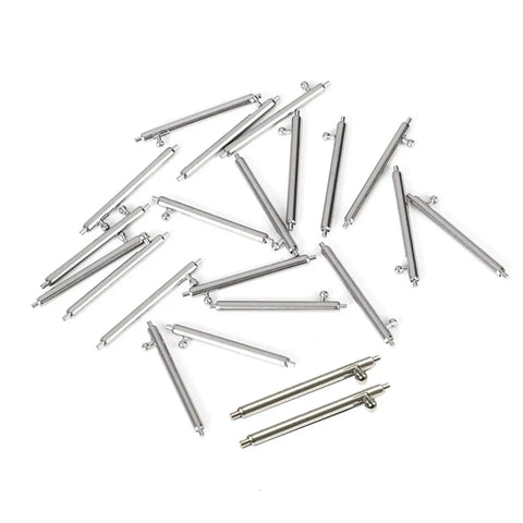Dope Quick Release Watch Strap Spring Bars Kit For 16mm 18mm 20mm 22mm 24mm Lug Widths Stainless Steel Pins DIY Repair Tools 50 Piece Set Includes 1.5mm And 1.8mm Pins To Keep Your Timepiece Ready To Go, showing stainless steel pins scattered.