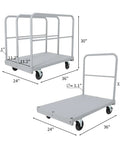 Heavy Duty Steel Panel Cart 36x24 Inch Platform Truck 2 In 1 Industrial Grade With 2200 Lbs Capacity Drywall Dolly Removable Side Rails