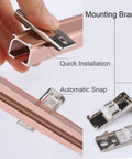 Heavy Duty Aluminum Sliding Barn Door Track Kit With Dual Nylon Rollers And No Sweat Wall Or Ceiling Mounts showing quick installation bracket.
