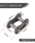 Heavy Duty Steel Chain Master Link Set, Pack Of Eight Roller Connectors Built Like A Tank For Motorcycle And Bike Repair, Universal Fit dimensions 0.90x0.40 inches.