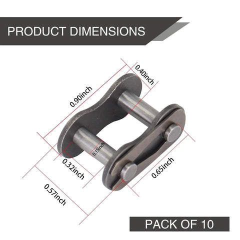 Heavy Duty Steel Chain Master Link Set, Pack Of Eight Roller Connectors Built Like A Tank For Motorcycle And Bike Repair, Universal Fit dimensions 0.90x0.40 inches.