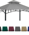 10x10 Ft Gazebo Replacement Canopy Grey Waterproof UV Resistant Built To Last Heavy Duty Polyester Fabric With Reinforced Grid
