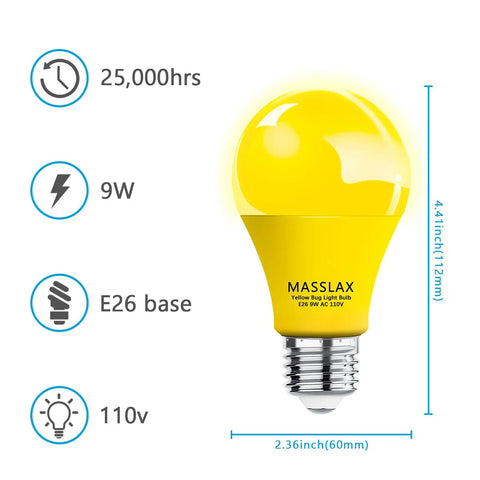 2 Pack Amber Yellow LED Bug Light Bulbs 9W Equivalent To 100W E26 Base Outdoor Porch Patio Lighting That Keeps Bugs Away