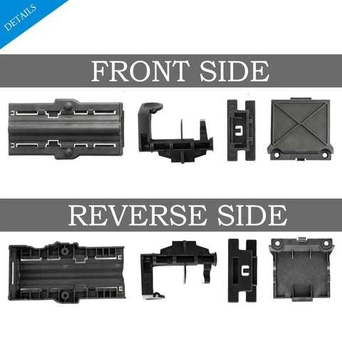 Front and reverse side view of Top Notch 20 Piece Dishwasher Upper Rack Adjuster Kit Replacement Parts For Most Brands Easy Install