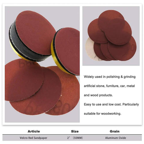 20 Pcs 3 Inch 75 Mm Red Sandpaper Discs With Hook Loop Fastener Perfect For Wood Polishing Metal Grinding Car Detailing And Stone Shaping Super Grippy Design That Slaps Onto Your Sander For A Smooth Finish Every Time stacked and displayed with different angles