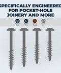 Zinc Pocket Hole Screws For Woodworking And Cabinetry One And One Half Inch Coarse Thread Maxi Loc Head Indoor 500 Count