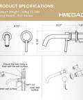 Diagram of Wall Mount Brushed Gold Bathroom Faucet With Single Handle 2 Hole Modern Sink Faucet Includes Rough In Valve