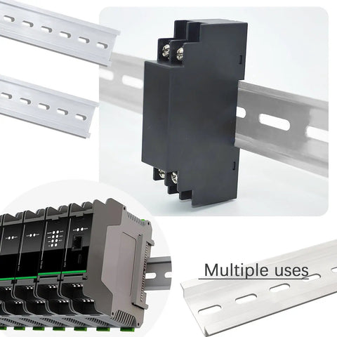 Twin 12 Inch Aluminum Rails 2 Pack For Industrial Control Panels And Telecommunication Equipment Heavy Duty Lightweight Silver Rails For Electrical Enclosures Pro Grade Aluminum Rails With Precise Fit In 300mm Length shown in various applications.