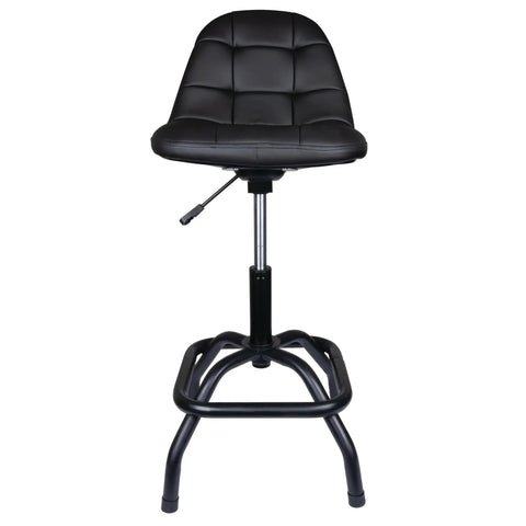 Front view of Pneumatic High Back Adjustable Swivel Bar Stool with Back Support for Home Bar and Shop, Black, Heavy Duty Steel Frame