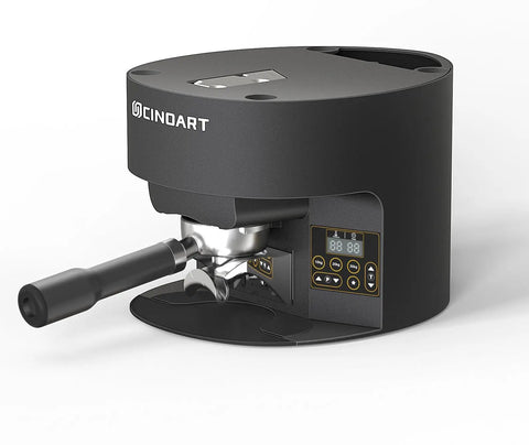 Heavy Duty Automatic Electric Coffee Tamper Station For Commercial Cafe Bars with digital display and portafilter holder