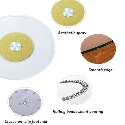 Glass Lazy Susan Rotating Turntable Tray With Smooth 360 Degree Spin For Dinner Table And Kitchen Round Swivel Serving Plate showing details